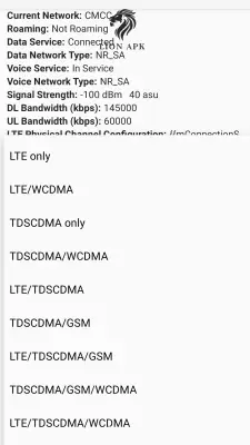 5G Setting screenshot