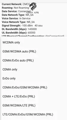 5G Setting screenshot